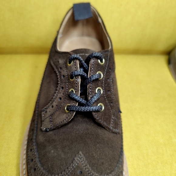 END. X TRICKER'S RICHARD GOLOSH BROGUE Chocolate Repello Suede LIMITED Men's 7.5 - Picture 5 of 13